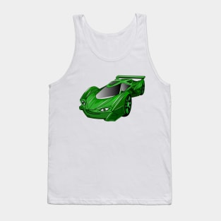 Green sports car with airfoil illustration Tank Top